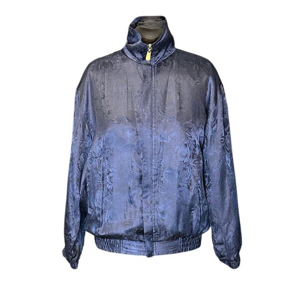 COACO Jackets & Blazers - Vintage COACO Blue Full Zip Lightweight Jacket Size Paisley Print Silk XL